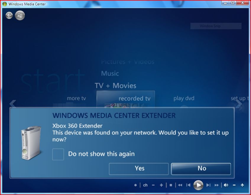 Windows Media Center Vista Extender Backstage